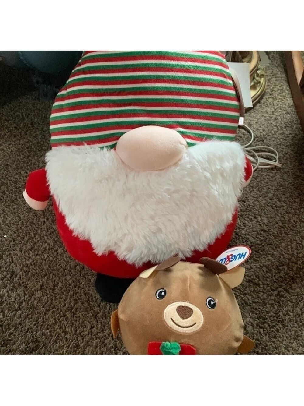NEW Hug & Luv Soft Santa/Elf Pillow with Small Soft Reindeer Pillow